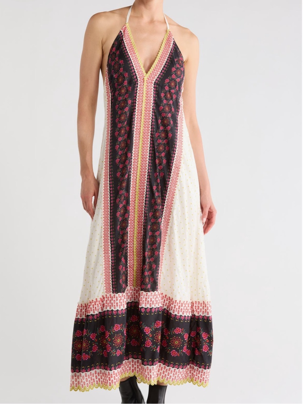 Free People Cubana Border Print Halter Maxi Dress Small NWT $398